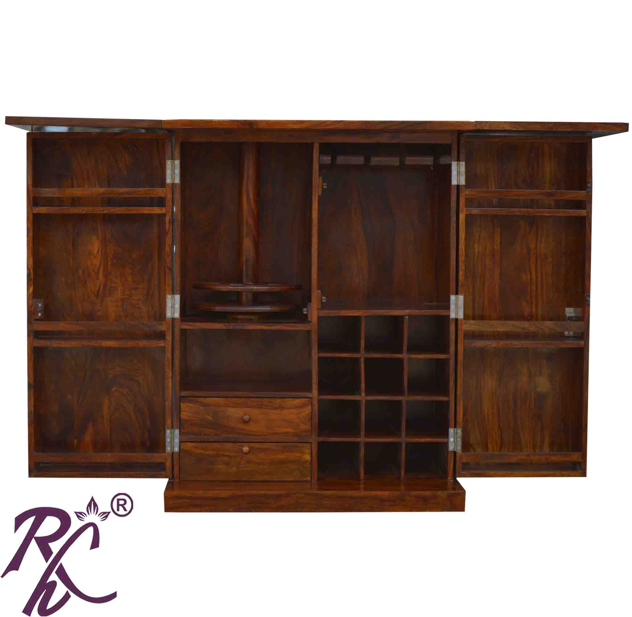 Solid Wood Diamond Door Design Bar Cabinet