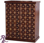 Solid Wood Brass Work L+T Door Design Bar Cabinet