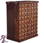 Solid Wood Brass Work L+T Door Design Bar Cabinet