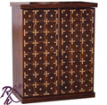 Solid Wood Brass Work L+T Door Design Bar Cabinet