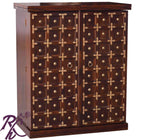 Solid Wood Brass Work L+T Door Design Bar Cabinet