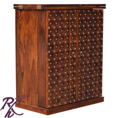 Solid Wood Bakhra Design Bar Cabinet