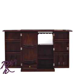 Solid Wood Bakhra Design Bar Cabinet