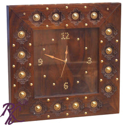 Solid Wooden Wood Bakhra Design Clock