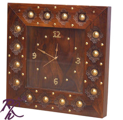 Solid Wooden Wood Bakhra Design Clock