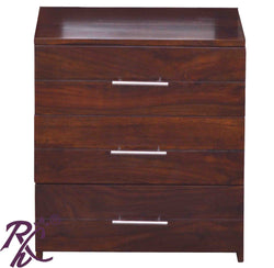 Solid Wood 3 Drawer Bed Side Table