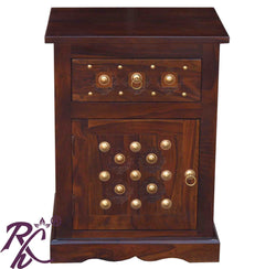 Solid Wooden Wood Bakhra Design Bed Side Table