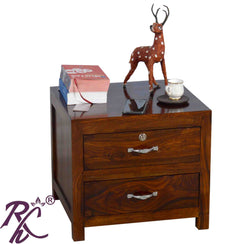 Solid Wood Bed Side Table 2 Drawer