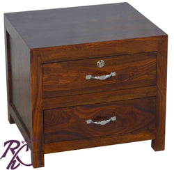 Solid Wood Bed Side Table 2 Drawer