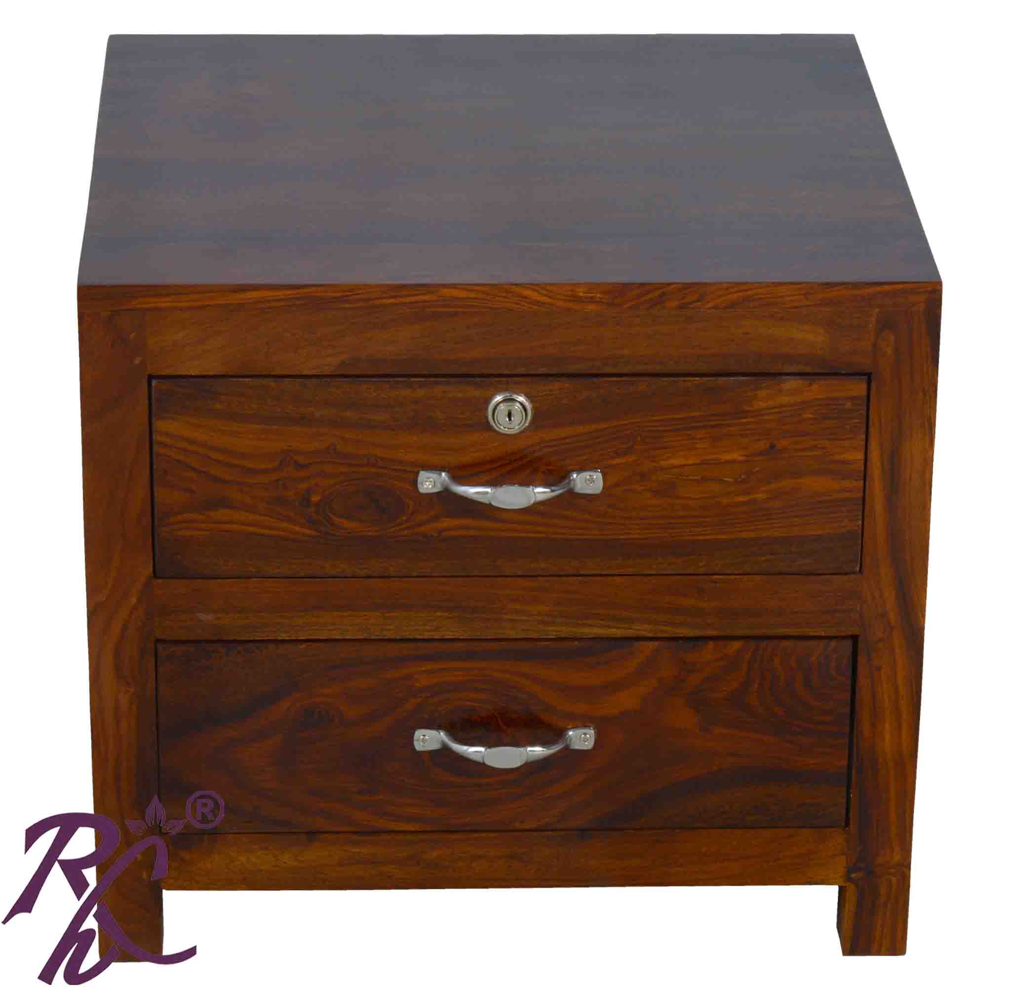 Solid Wood Bed Side Table 2 Drawer RAJ HANDICRAFT