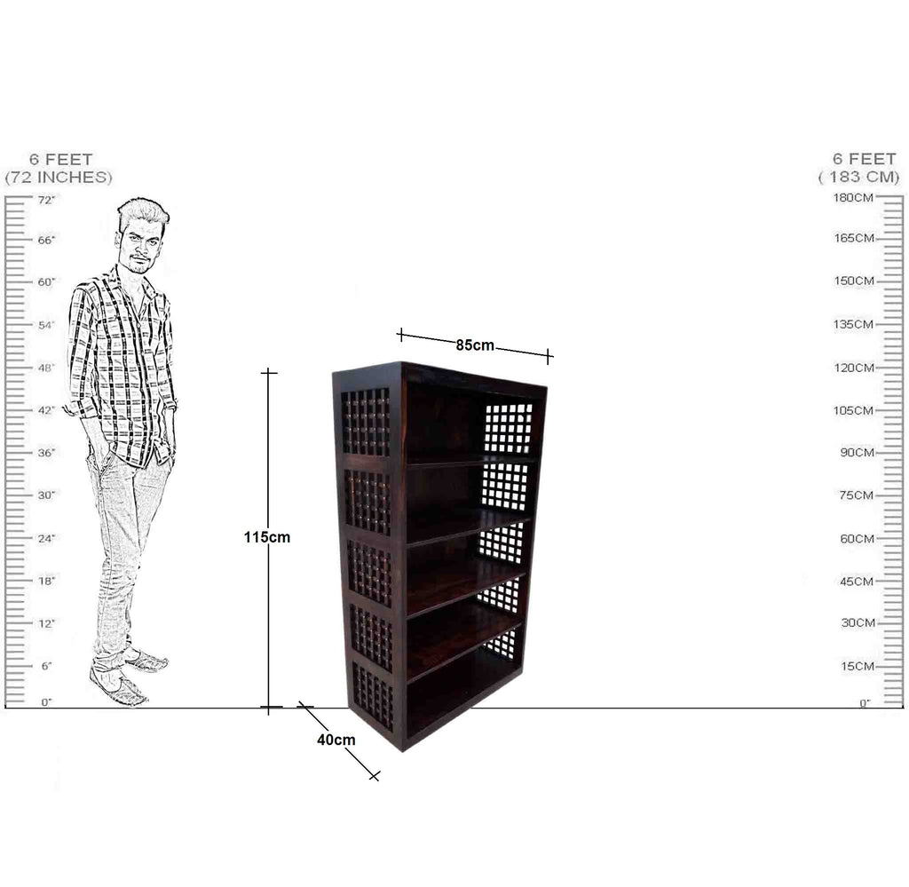 Solid Wood Wooden Jali Book Shelf