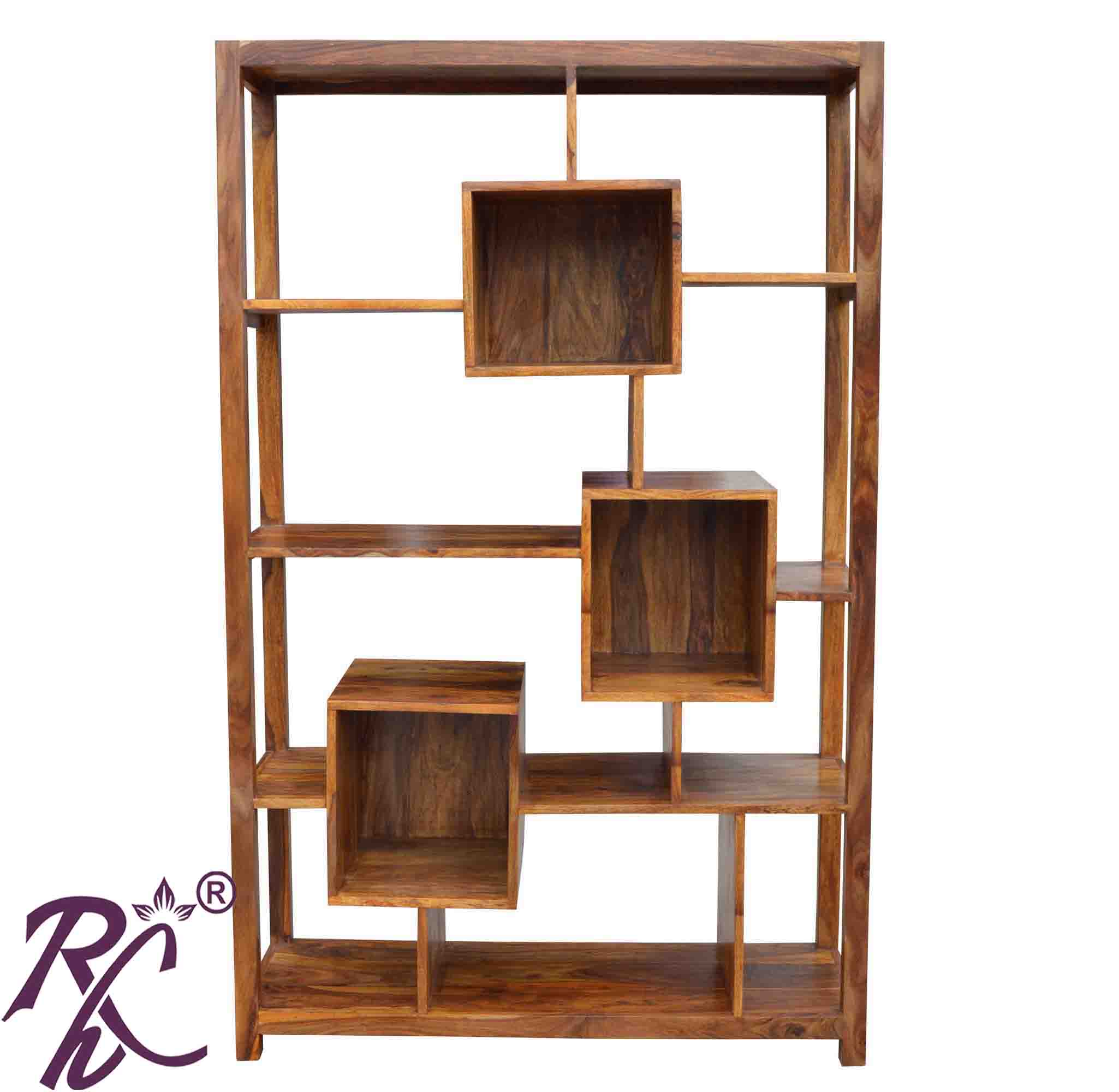 Solid Sheesham Wood Modern Open Bookcase RAJ HANDICRAFT
