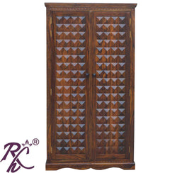 Solid Wood 2 Doors Diamond Design Cabinet and Wardrobe