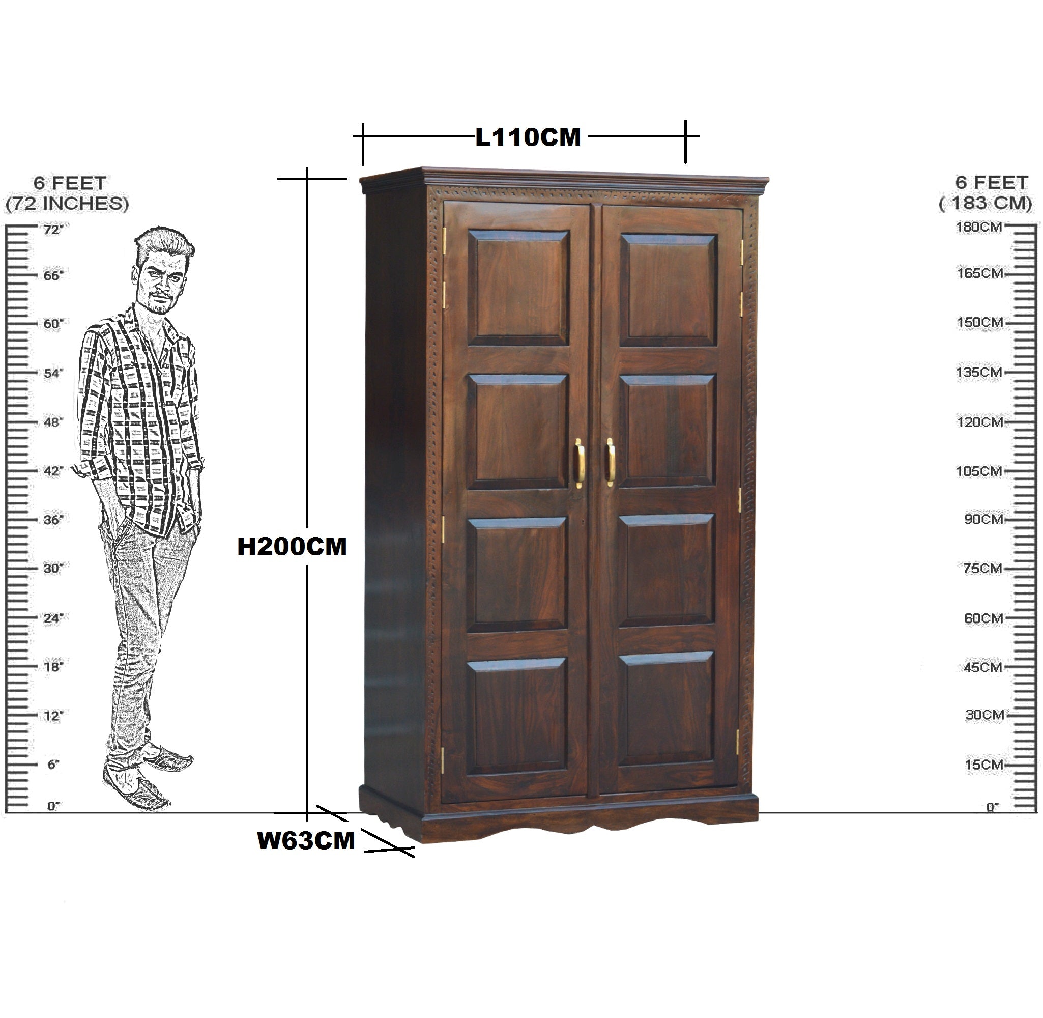Solid Wooden Cabinet & Wardrobe 2 Doors