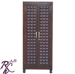 Solid Wood Diamond Design Large Cabinet and Wardrobe 2 Doors