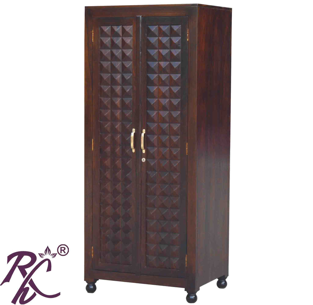 Solid Wood Diamond Design Large Cabinet and Wardrobe 2 Doors