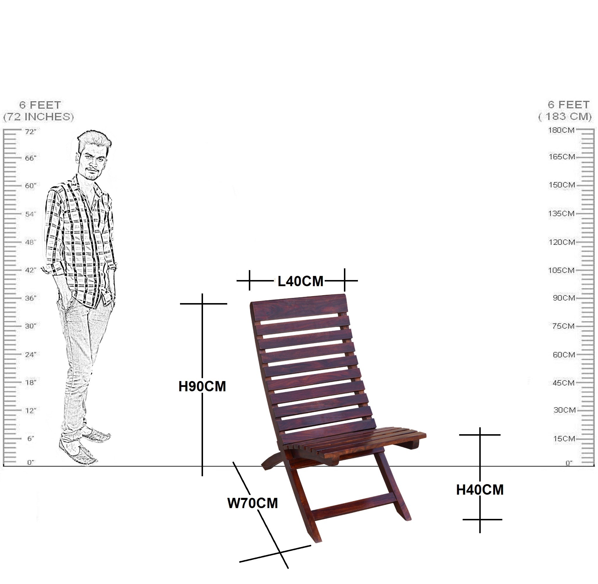 Solid Wood Folding Garden Chair set of (2 pieces)