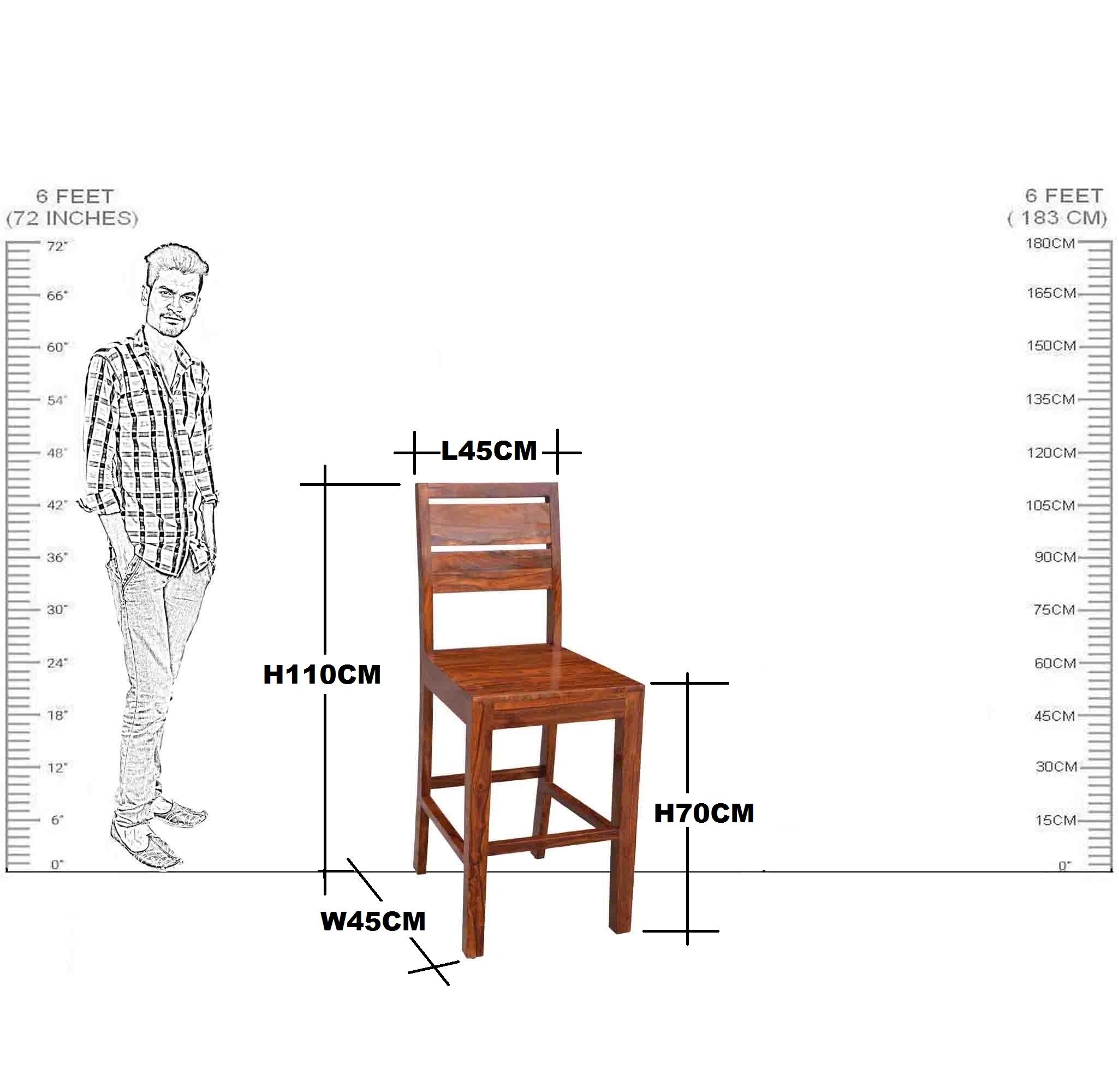 Solid Wood Bar Chair Set of (2 Pieces)