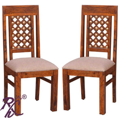 Solid Wood Brass Work Design Dining Chair  Set of ( 2 Pcs. )