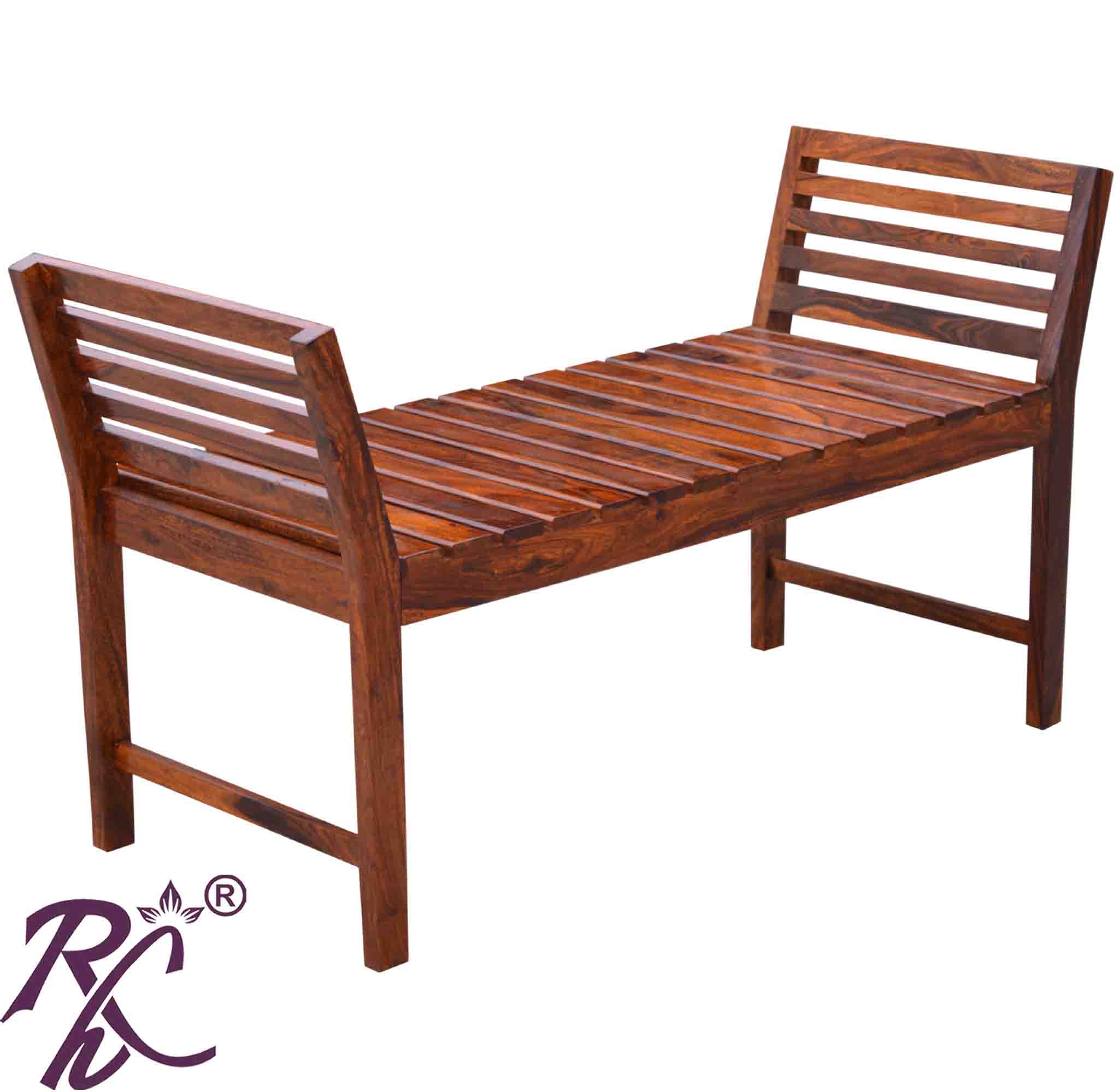 Solid Wood Stripe Design 2 Seater Chair