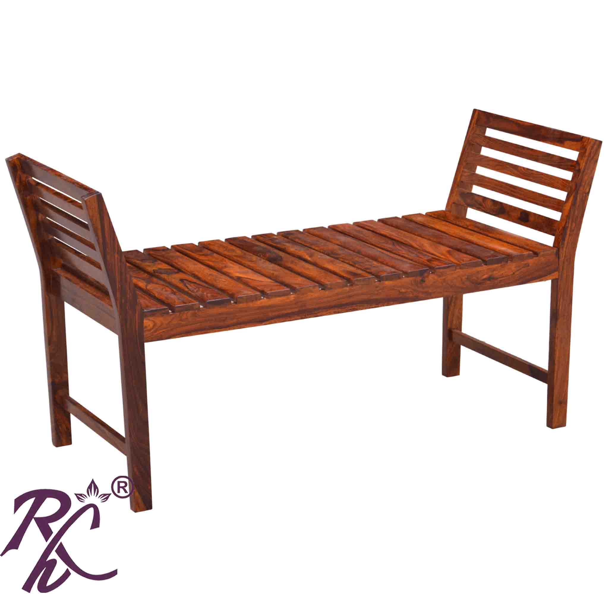 Solid Wood Stripe Design 2 Seater Chair