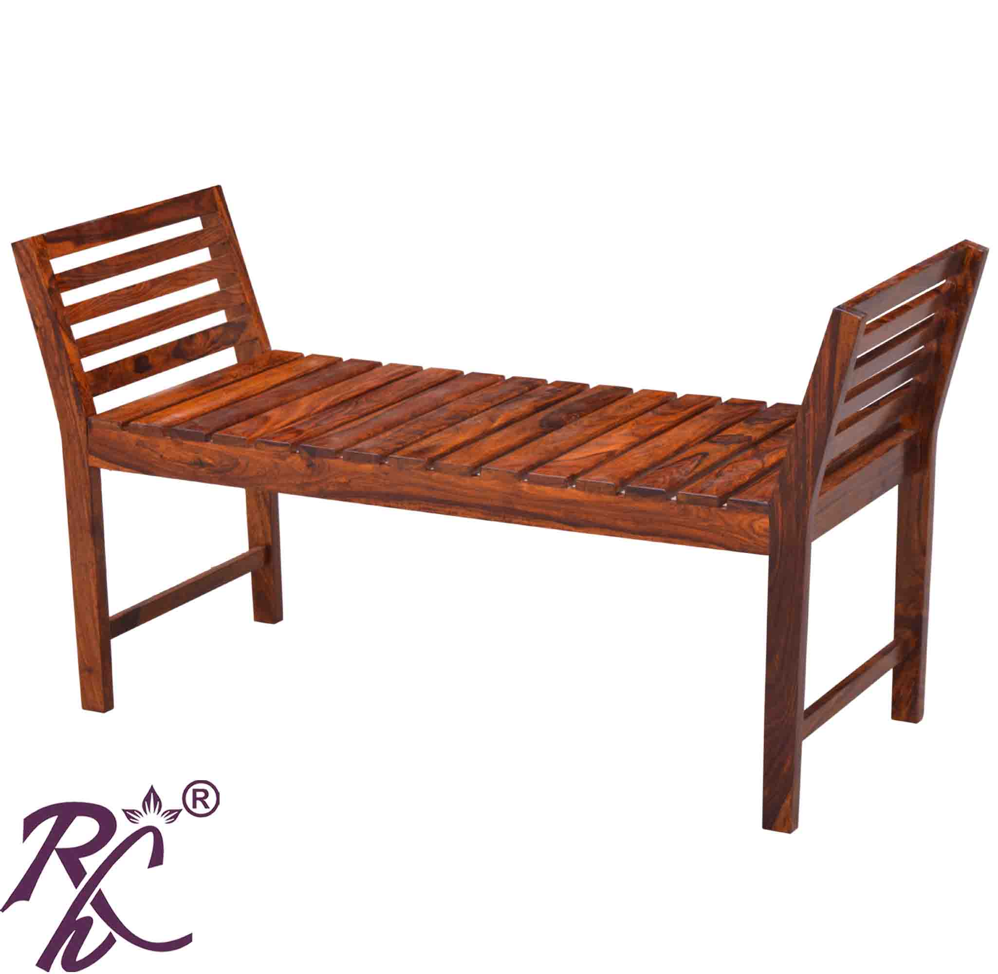 Solid Wood Stripe Design 2 Seater Chair