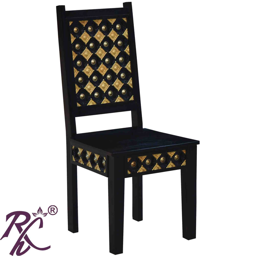 Solid Wood Brass Bakhra Dining Chair set of (2 pieces)
