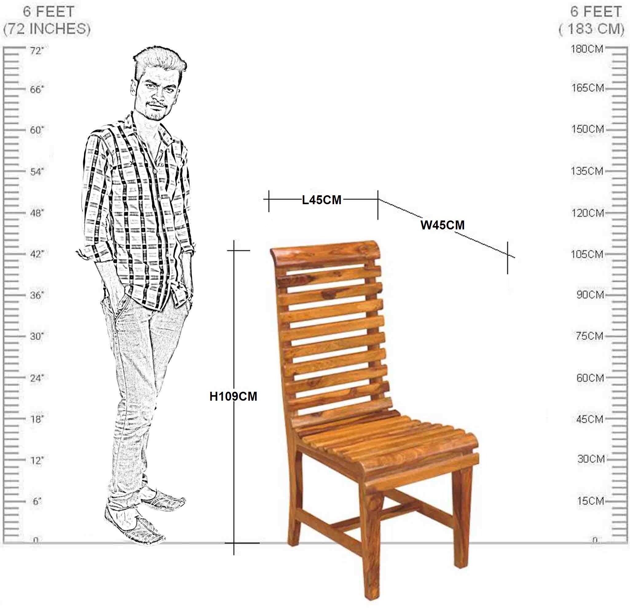 Solid Wood Stripe Design Chair Set of ( 2 pcs. )