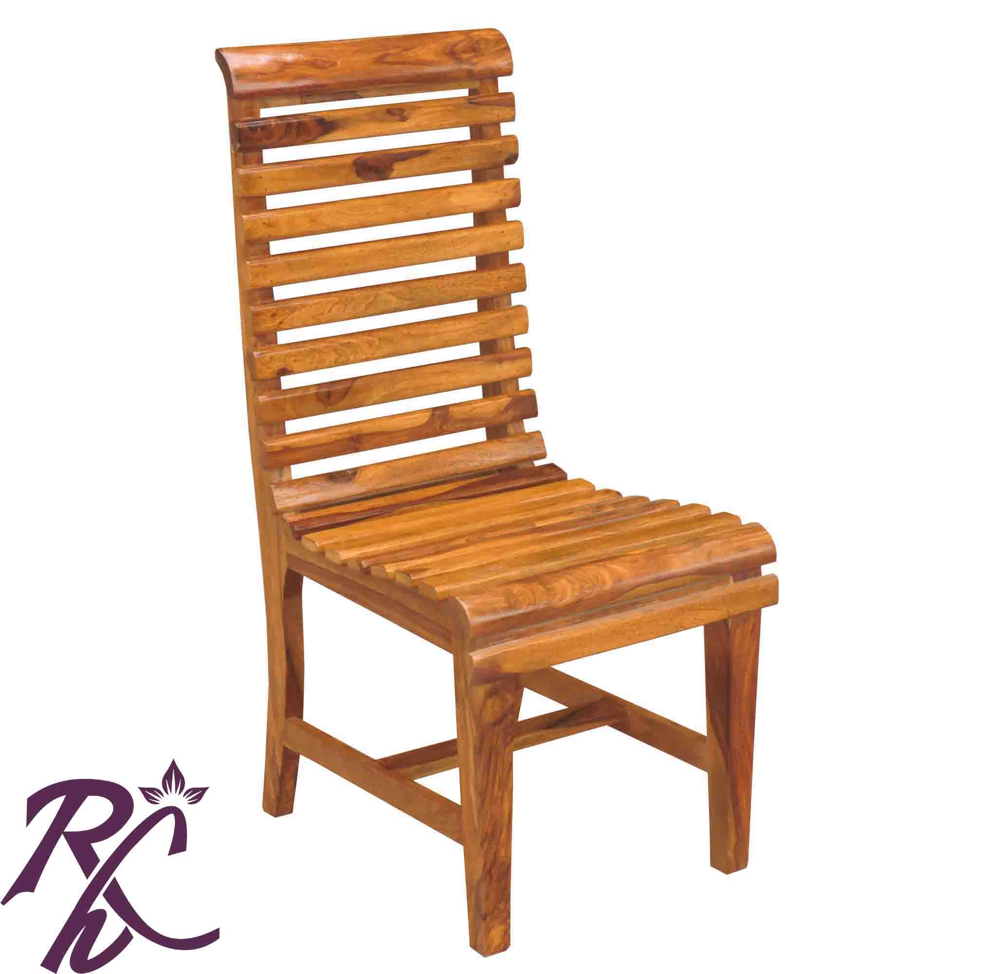 Solid Wood Stripe Design Chair Set of ( 2 pcs. )