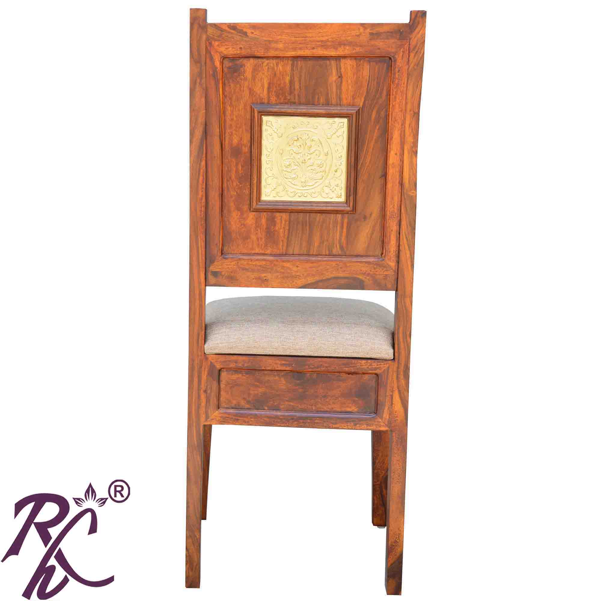 Solid Wood Big Peacock Brass Work Chair Set of ( 2 Pcs. )