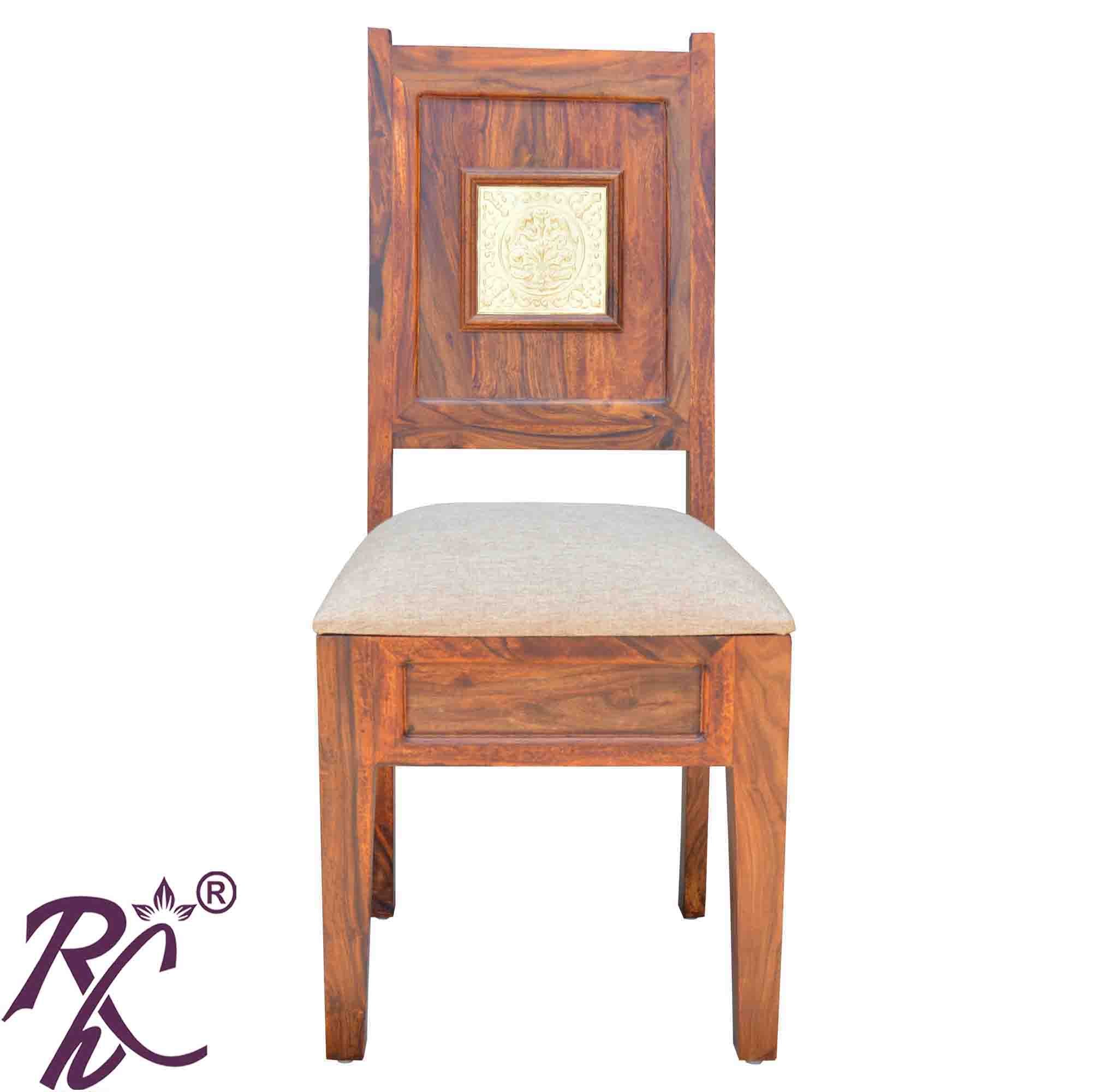 Solid Wood Big Peacock Brass Work Chair Set of ( 2 Pcs. )