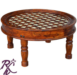 Solid Wood Brass Round Shape Coffee Table