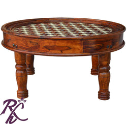 Solid Wood Brass Round Shape Coffee Table