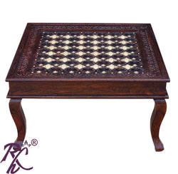 Solid Wood Brass Square Shape Centre Table
