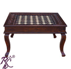 Solid Wood Brass Square Shape Centre Table