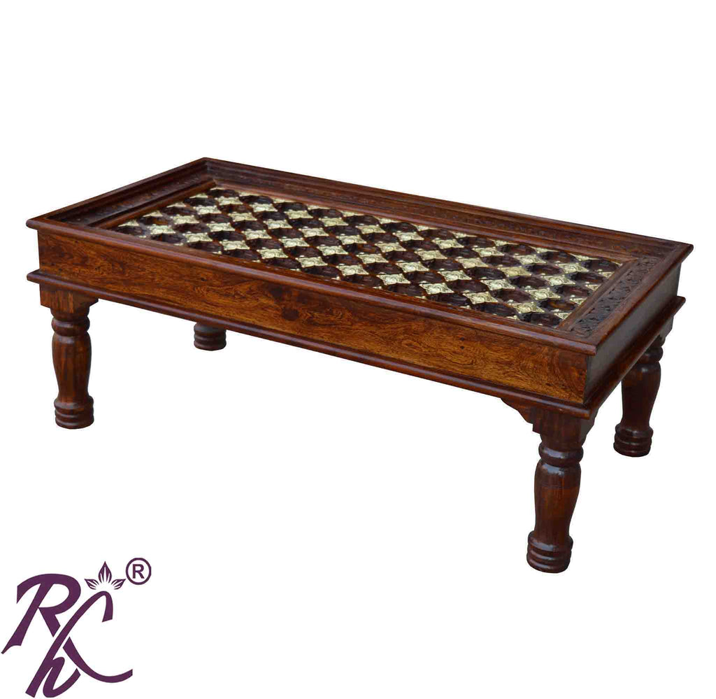 Solid Wood Brass Coffee Table
