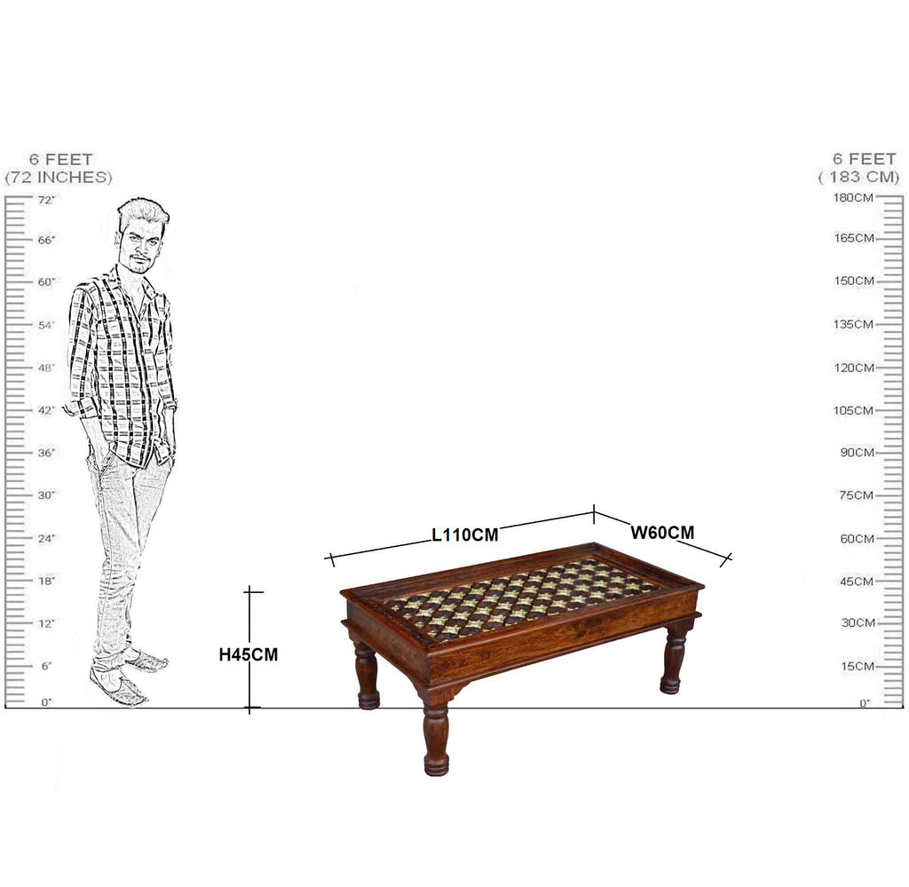 Solid Wood Brass Coffee Table