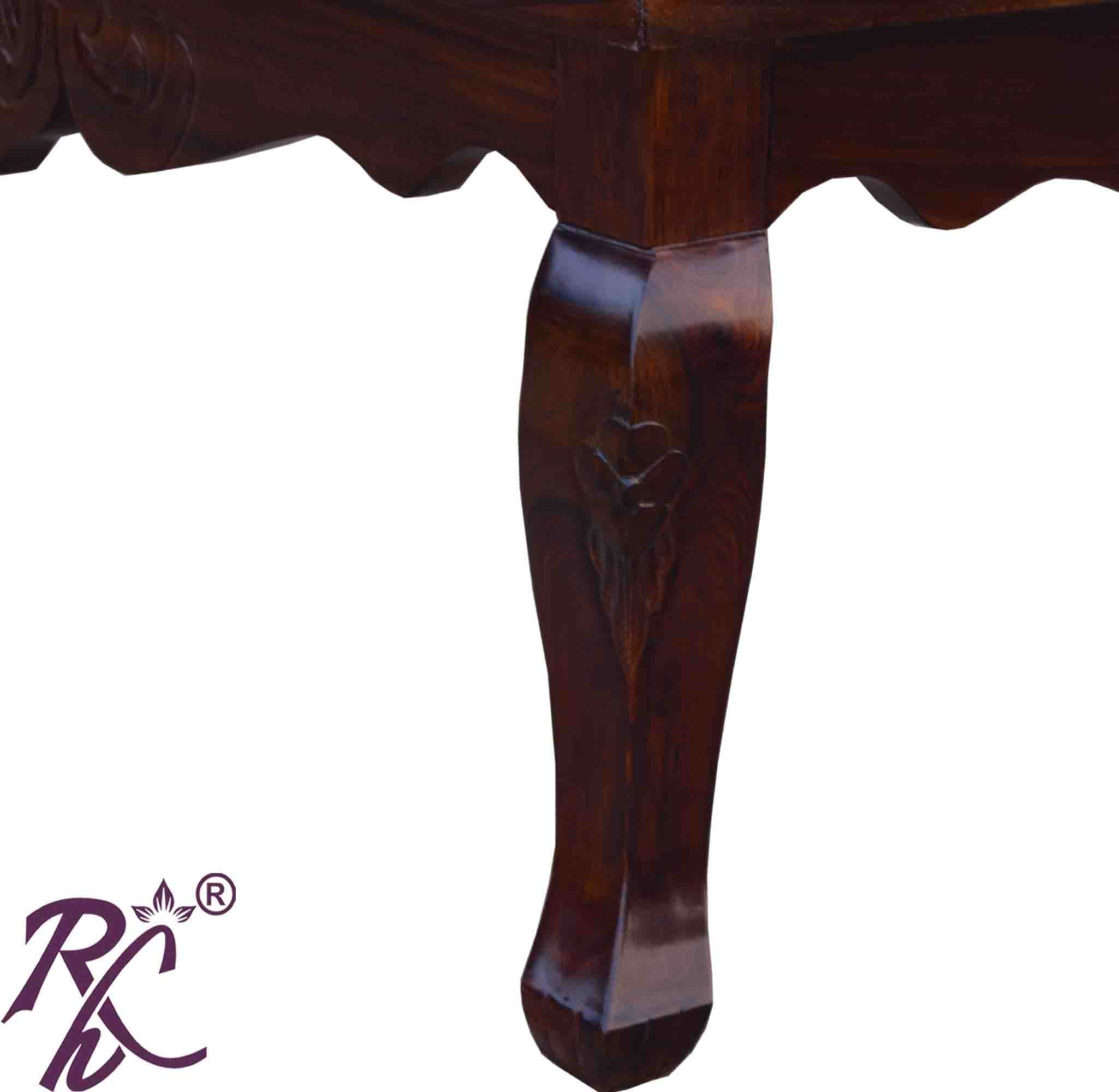 Solid Wood Square Shape Centre Table Glass Top