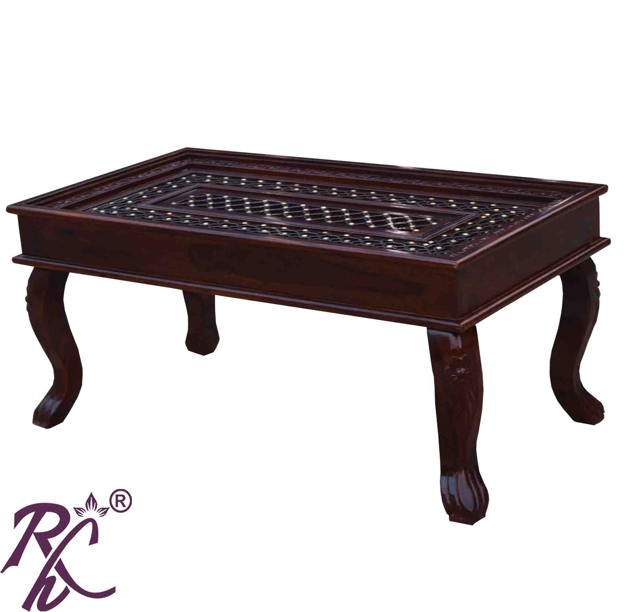 Solid Wood Rectangular Shape Jiksa Jali Center Table