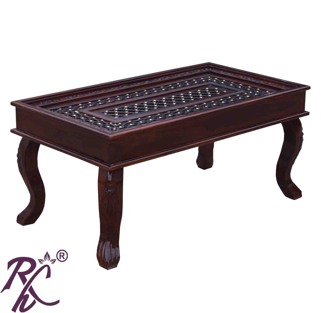 Solid Wood Rectangular Shape Jiksa Jali Center Table