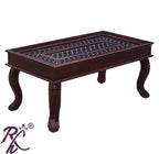 Solid Wood Rectangular Shape Jiksa Jali Center Table