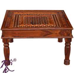 Solid Wood Square Shape Jiksa Jali Center Table