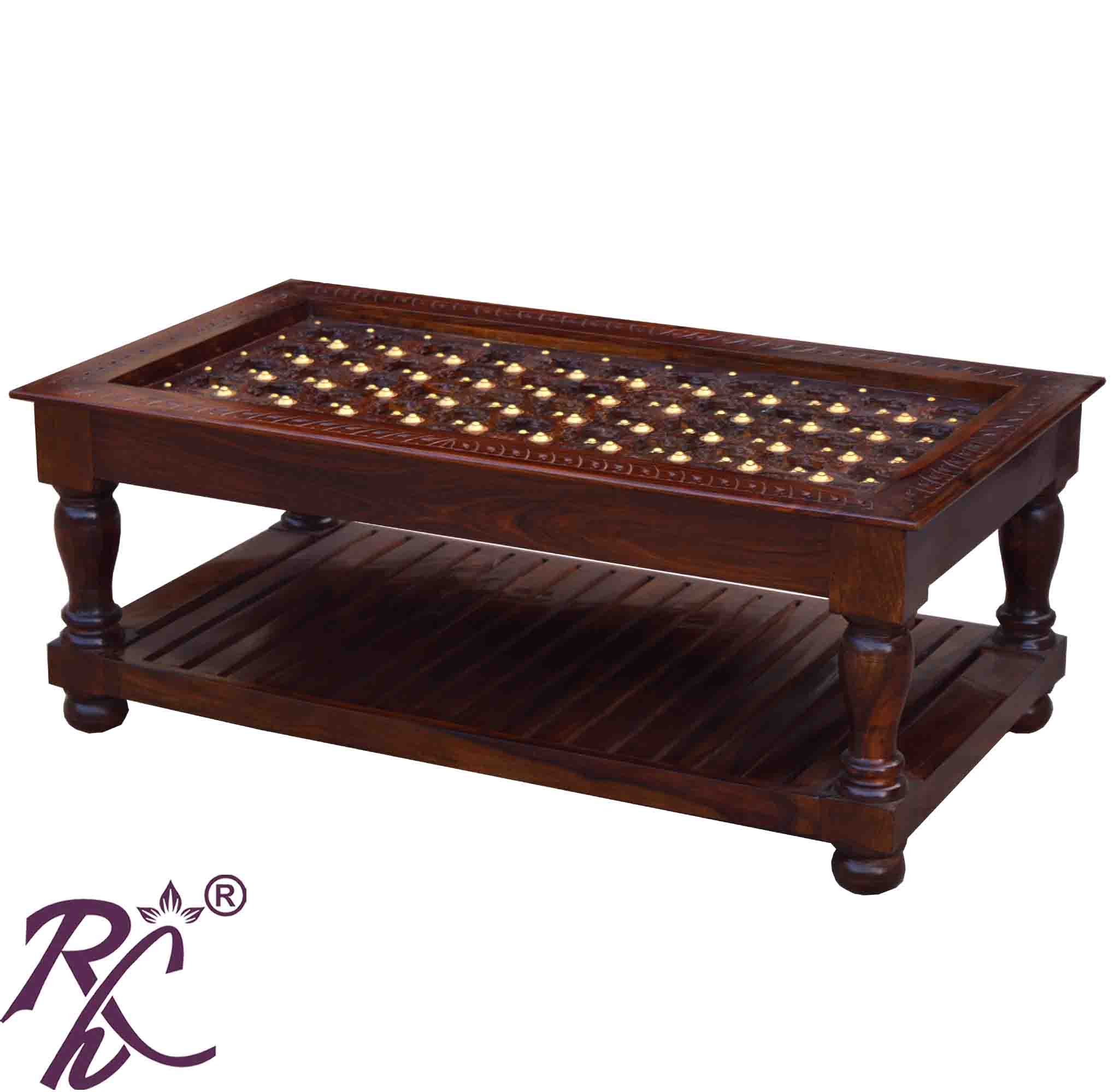 Solid Wooden Wood Bakhra Design Coffee Table S