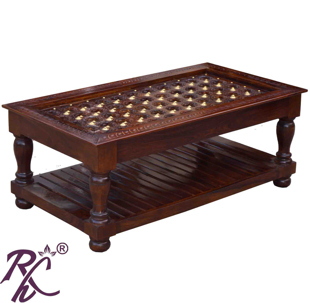 Solid Wooden Wood Bakhra Design Coffee Table S