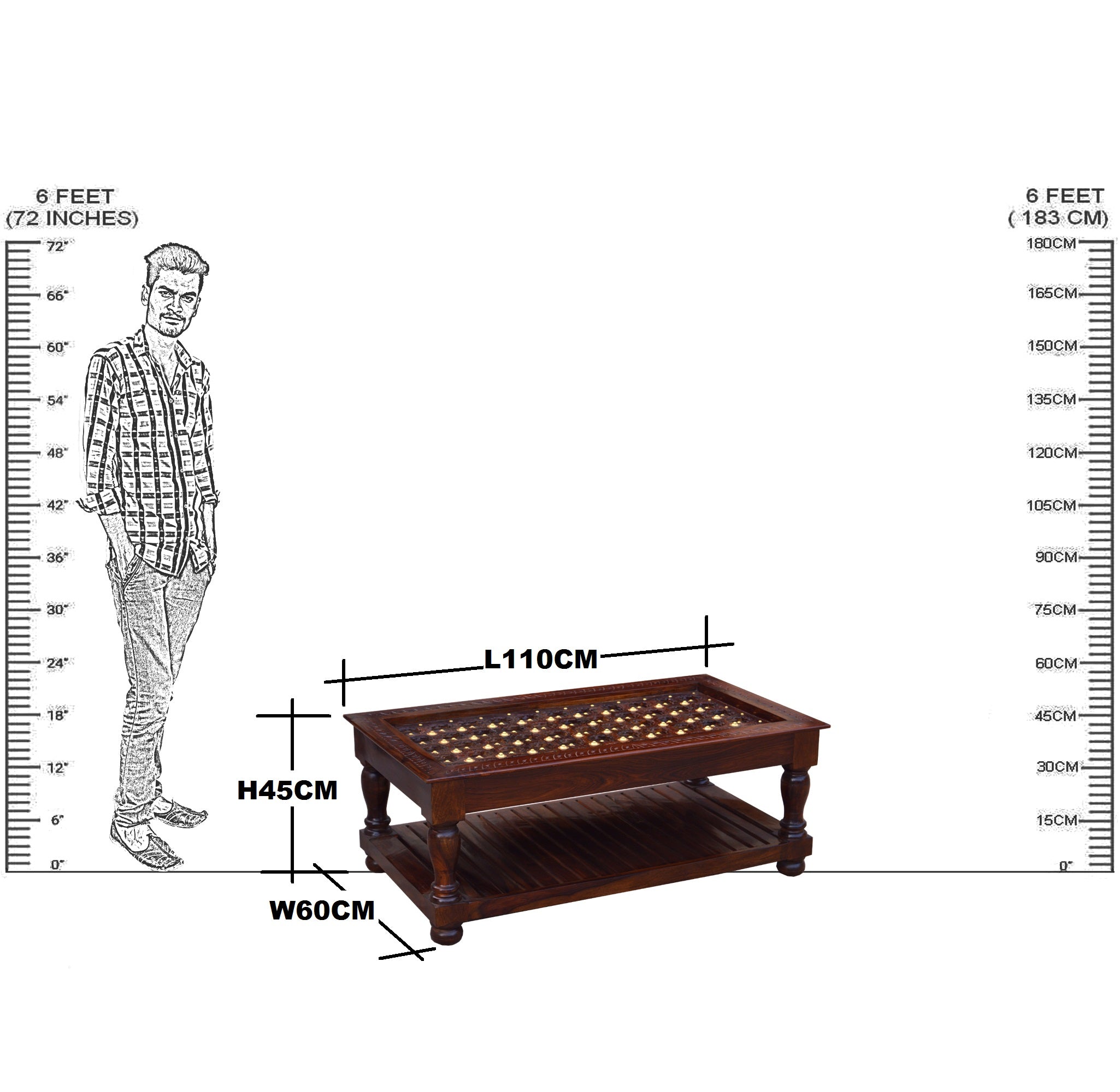 Solid Wooden Wood Bakhra Design Coffee Table S