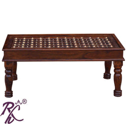 Solid Wooden Wood Bakhra Design Coffee Table