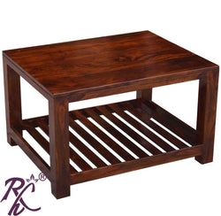 Solid Wood Voted Rectangular Shape Center Table With Shelf
