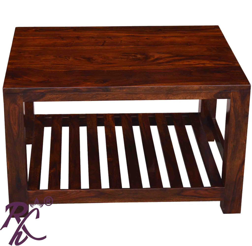 Solid Wood Voted Rectangular Shape Center Table With Shelf