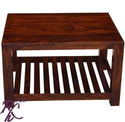 Solid Wood Voted Rectangular Shape Center Table With Shelf