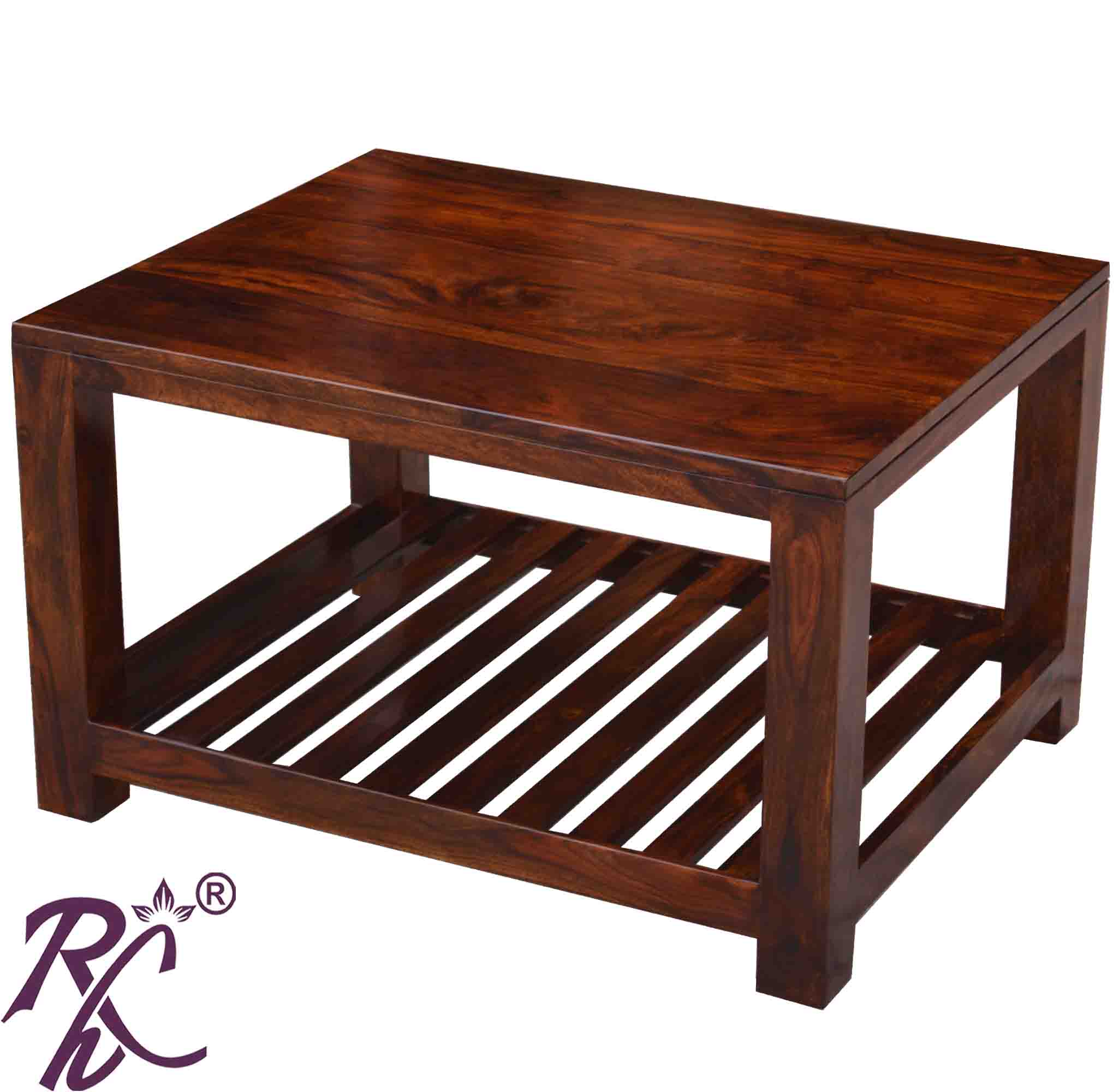 Solid Wood Voted Rectangular Shape Center Table With Shelf